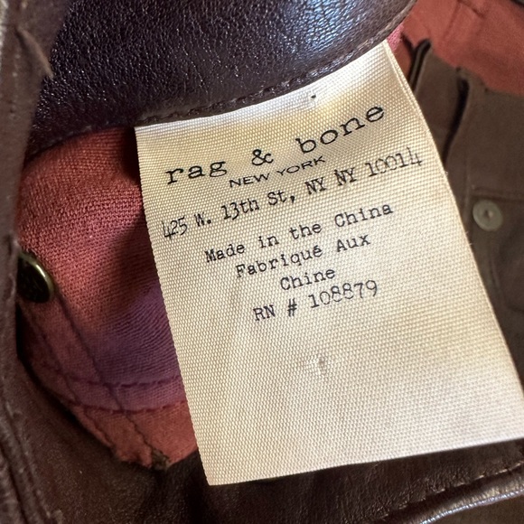 Rag & Bone  Leather Low-Rise Pants Size: XS | US 24 - Picture 14 of 16